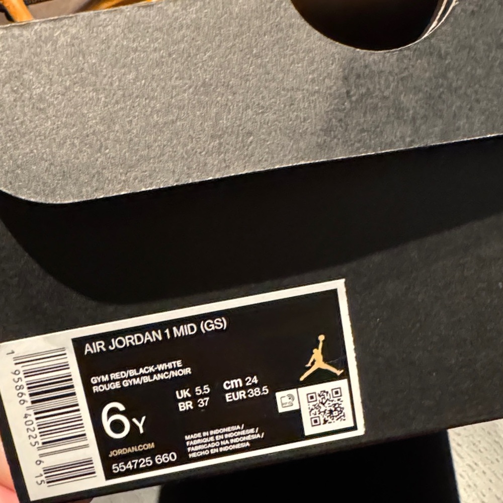 Air Jordan 1 Mid Black and Red High-Top Sneakers - Picture 6 of 6